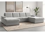Wohnlandschaft SIT & MORE "Moreno U-Form, B: 309 cm", grau (hellgrau), B:309cm H:82cm T:171cm, 100% Polyester, Sofas, Wohnlandschaft, mit Armteilverstellung, optional Bettfunktion