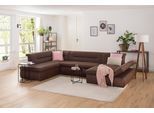 Wohnlandschaft HOME AFFAIRE "Avesa U-Form", braun (dunkelbraun), B:355cm H:80cm T:216cm, 100% Polyester, Sofas, Wohnlandschaft, Wahlweise mit Armteilverstellung und Bettfunktion, B/T/H: 355/216/80cm