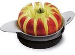 Obstschneider GEFU "Pomo", silber (schwarz, silberfarben), Ø:11cm, Edelstahl 18/10, Küchenschneider, Obstschneider, japanisches Klingenstahl