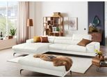 Ecksofa W.SCHILLIG "piedroo, Designsofa mit tollem Sitzkomfort, bequem und elegant, L-Form", weiß (weiß z59), B:343cm H:70cm T:193cm, Longlife Xtra-Leder Z59: Glattleder mit modischer Prägung. Hautstärke 0, 9 - 1, 1 mm, Sofas, Ecksofa, Kopfteilverstellung, wahlweise mit Sitztiefenverstellung, Breite 343cm