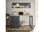 Büromöbel-Set OTTO HOME "Westminster", grau (grau dunkel), B:138cm H:170cm T:60cm, Holzwerkstoff, Metall, Arbeitsmöbel-Sets, Büromöbel-Set, im romantischen Landhausstil, exclusiv by Otto