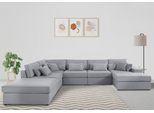 Wohnlandschaft OTTO HOME "Florid U-Form", silber, B:360cm H:75cm T:260cm, Baumwollmix (60% Baumwolle/40% Leinen);Struktur fein (100% Polyester);Samtoptik (100% Polyester);Samtvelours (100% Polyester);Struktur (100% Polyester);Struktur recycelt (100% recyceltes Polyester), Sofas, Wohnlandschaft, 6 Teile, bestehend aus Modulen, viele Bezugsqualitäten, auch in Cord