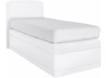 Boxspringbett, weiß, B:105cm L:212cm, Box und Kopfteil: Microvelours (100% Polyester) oder Kunstleder (Polyurethan);Bezug der Obermatratze: 100% Polyester, WESTFALIA SCHLAFKOMFORT, Komplettbetten, Boxspringbett, wahlweise mit Bettkasten