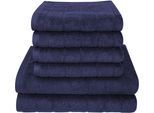Handtuch Set DYCKHOFF "City Lights", blau (ultramarin), 6 Stk., Walkfrottier, Walkfrottier, Obermaterial: 100% Baumwolle, Handtuch-Sets, Handtuch Set, 4 Handtücher (50x100cm), 2 Duschtücher (70x140cm)