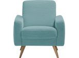 Sessel EXXPO - SOFA FASHION "Samso, Loungesessel", blau (sky), B:82cm H:87cm T:80cm, 100% PES, Sessel, Sessel, elegant und bequem, aktueller Cord Bezug