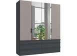 Falttürenschrank WIMEX "Oxford by fresh to go, in der Breite 200cm, in 2 Höhen erhältlich", grau (grafit, saharagrau), Schränke, Kinder, Grafit, B/H/T: 200cm x 236cm x 58cm, Schubladen: 6 Stk. Türen: 4 Stk. mit Spiegel, Holzwerkstoff, Falttürenschrank, mit hochwertigen Falttüren für den perfekten Überblick, B:200cm H:236cm T:58cm