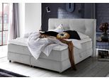 Boxspringbett "Tilo", grau (hellgrau), B:194cm L:215cm, Bettrahmen und seitliche Einfassung der Matratzen: pflegeleichter Strukturstoff (100% Polyester);Topper sowie Spiegelfläche der Unter- und Obermatratze: 100% Polyester, ATLANTIC HOME COLLECTION, Komplettbetten, Boxspringbett, mit Tonnentaschen-Federkernmatratze, inkl. Bettkasten und Topper