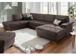 Wohnlandschaft HOME AFFAIRE "Puccini U-Form", braun (mocca), B:340cm H:86cm T:224cm, Luxus-Microfaser (100% Polyester);Luxus-Microfaser ALTARA NUBUCK (100% Polyester);Luxus-Microfaser Lederoptik (100% Polyester), Sofas, Wohnlandschaft, mit Federkern, Sitztiefenverstellung, Kontrastnaht