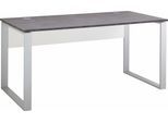Schreibtisch GERMANIA "Altino", grau (basalto dunkel, weiß, silberfarben, basalto dunkel), B:160cm H:75cm T:80cm, Tische, Schreibtisch, Kufen aus Metall, 2x Kabeldurchlass, Breite 160 cm, Made in Germany
