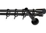 Gardinenstange GARESA "CLASSICO MOLIS", schwarz, L:310cm, Gardinenstangen, Gardinenstange, Vorhanggarnitur, verlängerbar, Wandmontage, Keil, mit Ringe und Haken