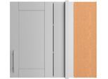 Eckhängeschrank KOCHSTATION "KS-Ahus", grau (hellgrau matt, wildeiche nachbildung), B:80cm H:70,4cm T:34,9cm, Schränke, Eckhängeschrank, Breite 80 x 45 cm