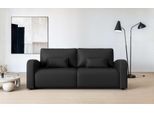 3-Sitzer OTTO HOME "JIGGS wahlweise Schlafsofa mit Bettkasten, Maße B/H/T: 228/96/110 cm", schwarz, B:228cm H:96cm T:110cm, 100% Polyester, Sofas, 3-Sitzer, Sofa mit Wellenunterfederung, enthält 2 Rückenkissen und 2 Zierkissen