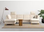 Wohnlandschaft HOME AFFAIRE "Trelleborg U-Form", beige (creme), B:307cm H:86cm T:213cm, 100% Polyester, Sofas, Wohnlandschaft, wahlweise mit Bettfunktion und Bettkasten, inkl. Federkern-Polsterung