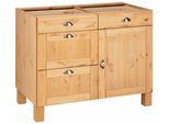 Unterschrank HOME AFFAIRE "Oslo", beige (natur gebeizt, gewachst), B:100cm H:83cm T:57cm, Massivholz, Schränke, Unterschrank, 100 cm breit, ohne Arbeitsplatte, 2 Schubkästen, 2 Auszüge