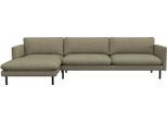 Ecksofa FLEXLUX "Bolzano, elegant und bequem, L-Form", grün (fall grün), B:294cm H:61cm T:165cm, 62% Polyester, 17% Cotton, 14% Viscose, 7% Linen, Sofas, Ecksofa, Sitzaufbau mit Kaltschaum & Stahl-Wellen, loose Sitz -& Rückenkissen