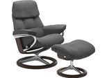 Relaxsessel STRESSLESS "Ruby", grau (grau batick), B:78cm H:100cm T:76cm, Leder PALOMA: durchgefärbtes Semianilin-Möbelleder;Leder BATICK: durchgefärbtes und genarbtes Möbelleder, Sessel, Relaxsessel, mit Signature Base, Größe M, Gestell Eiche, Wenge, Braun & Schwarz
