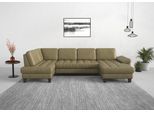 Wohnlandschaft SIT & MORE "Westham U-Form", grün (olive), B:338cm H:88cm T:172cm, 100% Polyester, Sofas, Wohnlandschaft, wahlweise mit Bettfunktion, Bettkasten, Sitztiefenverstellung