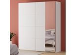 Schwebetürenschrank FORTE "Fittio. Made in Europe, 2 Schiebetüren, modernes Design", weiß, B:200,1cm H:235cm T:61,2cm, Holzwerkstoff, Schränke, Schwebetürenschrank, Höhe 2,35 mtr, stehende Montage, Spiegel