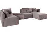 Wohnlandschaft OTTO HOME "Nöre U-Form", grau (hellgrau), B:340cm H:86cm T:172cm, Samtoptik (100% Polyester), Sofas, Wohnlandschaft, 5 Teile, in vielen Bezugsqualitäten und Farben s. auch "Nöre"