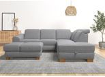 Ecksofa HOME AFFAIRE "Dundee L-Form", grau (steel), B:263cm H:86cm T:219cm, Flachgewebe 100% Polyester, Sofas, Ecksofa, wahlweise mit Kopfteilverstellung und zusätzlich mit Bettfunktion