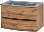 Waschtisch WELLTIME "Kaunas", braun (wotaneiche, wotaneiche), B:80cm H:56cm T:47cm, Waschtische, Waschtisch, Breite 80 cm, mit Soft-Close Funktion