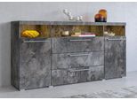 Sideboard OTTO HOME "India,Breite 182cm moderne Anrichte 2Türen,3 Schubladen, Kombikommode", schwarz (schiefer, schiefer), B:182cm H:92cm T:38,5cm, Sideboards, Sideboard, Kommode viel Stauraum, Einlegeböden verstellbar,ohne Beleuchtung