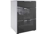 Nachtkommode WIMEX "Level36 C by fresh to go", weiß (weiß, glas grau), B:41cm H:61cm T:41cm, Holzwerkstoff, Sideboards, Nachtkommode, mit Glaselementen auf der Front, soft-close Funktion, 41cm breit