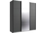 Schwebetürenschrank WIMEX "Norderstedt", grau (graphit, spiegel), B:180cm H:210cm T:64cm, Holzwerkstoff, Schränke, Schwebetürenschrank, INKLUSIVE 2 Stoffboxen und 2 zusätzliche Einlegeböden, mit Spiegel
