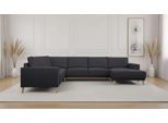 Wohnlandschaft OTTO HOME "Oland Skandi, weicher Chenille-Stoff", grau (dunkelgrau), B:342cm H:85cm T:260cm, 100% Polyester, Sofas, Wohnlandschaft, U-Form, 342 cm, Wellenunterfederung, Skandi-Design, Massivholzfüße