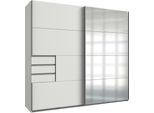 Schwebetürenschrank WIMEX "Saigon", weiß (weiß, alu), B:225cm H:208cm T:64cm, Holzwerkstoff, Schränke, Schwebetürenschrank, mit Spiegeltür, 2 Türen, 225cm breit