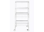 Rollwagen HEINE HOME, silber (silberfarben), B:40cm H:86cm T:21,5cm, Kunststoff, Metall, Rollwagen, Rollwagen