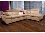 Ecksofa EXXPO - SOFA FASHION "Salerno, Funktionssofa, hoher Sitzkomfort, Breite 268cm, L-Form", braun (cappuccino), B:268cm H:77cm T:204cm, NaturLeder;Primabelle-Microfaser (100% Polyester);Luxus-Kunstleder, Sofas, Ecksofa, inkl. Kopf- und Armteilverstellung, wahlweise mit Bettfunktion
