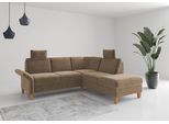 Ecksofa HOME AFFAIRE "Rochelle, L-Form", braun (hellbraun), B:240cm H:90cm T:216cm, 100% Polyester, Sofas, Ecksofa, wahlweise mit Armteilverstellung, Bettfunktion und Bettkasten