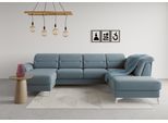 Wohnlandschaft SIT & MORE "Sinatra U-Form", blau (hellblau), B:326cm H:85cm T:220cm, 90% Polyester, 10% Polyamid, Sofas, Wohnlandschaft, optional mit Kopfteilverstellung und Armteilfunktion etc.