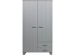 Garderobenschrank WOOOD "Dennis", grau, B:111cm H:202cm T:55cm, Holzwerkstoff, Schränke, Garderobenschrank, mit Kleiderstange, viel Stauraum, B 111 cm x H 202 cm