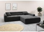 Ecksofa 3C CANDY "Denver auch mit Cord- und Easy care-Bezug, Kopfteilverstellung L-Form", grau (anthrazit), B:258cm H:68cm T:217cm, 95% Polyester, 5% Nylon, Sofas, Ecksofa, wahlweise. mit motorischer Sitztiefenverstellung