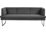 Polsterbank K+W KOMFORT & WOHNEN "Cube", grau (asphalt 88), B:209cm H:82cm T:67cm, Sitzbänke, Polsterbank, Hammerkissenoptik, 2 Breiten, Metallkufe schwarz