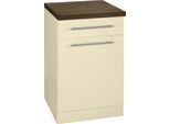 Unterschrank WIHO KÜCHEN "Unna", beige (front und korpus: magnolia, arbeitsplatte: eiche tabak), B:50cm H:85cm T:60cm, Schränke, Unterschrank, 50 cm breit
