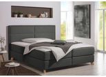 Boxspringbett HOME AFFAIRE "Caria", grau (anthrazit), B:111cm L:209cm, Strukturstoff-Bezug (100% Polyester);Topperbezug 100% Polyester, Komplettbetten, Boxspringbett, in 5 Breiten, 3 Matratzen-Ausführungen, 2 Härtegraden, Topper