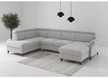 Wohnlandschaft SIT & MORE "Glendale, U-Form", silber, B:321cm H:84cm T:193cm, 90% Polyester, 10% Polyamid, Sofas, Wohnlandschaft, inkl. Kopfteilverstellung,wahlweise mit Vorziehsitz und Bettkasten
