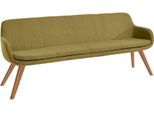 Essbank MUSTERRING "Tavia", grün (kiwi, wildeiche), B:200cm H:87cm T:66cm, 100% PES, Sitzbänke, Essbank, Stativgestell Wildeiche massiv geölt, Breite 180, 200 oder 220 cm