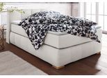 Boxspringbett HOME AFFAIRE "Chelles", beige (natur), B:147cm L:225cm, Samtoptik (100% Polyester);Bezug der Spiegelfläche Matratzendrell aus 100% Polyester;Struktur fein 100% Polyester), Komplettbetten, Boxspringbett, inkl. Kaltschaumtopper, in 5 Breiten und 3 Matratzenarten