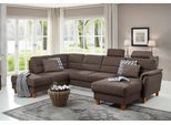 Wohnlandschaft HOME AFFAIRE "Palmera U-Form, B: 308 cm", braun, B:308cm H:89cm T:212cm, 100% Polyester;Struktur (100% Polyester);Luxus-Microfaser in Lederoptik (100% Polyester), Sofas, Wohnlandschaft, optional Bettfunktion & Bettkasten, Federkern