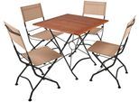 Garten-Essgruppe GARDEN PLEASURE "TRIEST", beige (beige, beige, schwarz), B:180cm H:89cm T:80cm, FSC-zertifiziertes Massivholz, PVC, Polyester, Stahl, Sitzmöbel-Sets, Garten-Essgruppe