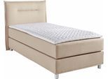 Boxspringbett MAINTAL, beige, Liegefläche B/L: 100cm x 200cm, H2 + H2, Kaltschaummatratze, Bezug: Strukturstoff aus 100% Polyester;Bezug der Spiegelfläche Matratzendrell aus 100% Polyester;Bezug des Toppers: 100% Polyester, Komplettbetten, Boxspringbett, inkl. Topper