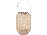 Windlicht CREATIV HOME "Laterne ALEGRE, mit Henkel", braun, H:34cm Ø:23cm, Holzwerkstoff, Metall, Kerzenhalter, Windlicht, Kerzenhalter aus Naturweide
