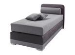 Boxspringbett MAINTAL "Lago", grau (steinfarben, dunkelgrau), B:97cm L:210cm, Bezug Kopteil und seitliche Unterbox wahlweise Microvelours aus 100% Polyester oder Kunstleder;DIe Obermatratze ist bei beiden Bezugsqualitäten mit Microfaser (100% Polyester) bezogen, Unterseite 100% Baumwolle;Das Kopfteil ist bei Microvelours an den Ecken abgerundet, bei Kunstleder gerade;Bezug der Oberseite aus strapa