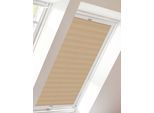 Dachfensterplissee SUNLINES "StartUp Style Crepe", beige (sand, weiß), B:49,4cm H:73,9cm, Obermaterial: 100% Polyester, Plissees, Dachfensterplissee, mit Führungsschienen