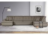Wohnlandschaft HOME AFFAIRE "BRISBANE NEU U-Form", braun (taupe), B:380cm H:83cm T:202cm, 100% Polyester, Sofas, Wohnlandschaft, mit feiner Steppung, Matten-Optik, incl. Zierkissen