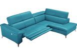 Ecksofa EGOITALIANO "Martine, Multifunktionssofa mit Komfortfunktionen, edel und bequem", blau (türkis), B:272cm H:96cm T:203cm, Leder »BULL« (echtes Rindsleder). Geschliffenes, pigmentiertes und behandeltes Rindsleder mit einer Dicke von 1, 3-1, 5 mm. Dieses Leder zeigt eine ziemlich weiche Hand mit einem halb undurchsichtigen Aussehen. Es handelt sich um ein geschütztes Leder. Eine leichte Decks